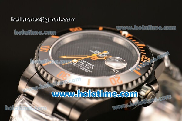 Rolex Submariner Bamford Asia 2813 Automatic Full PVD with Black Micro Checkered Dial - Orange Spirit - Click Image to Close